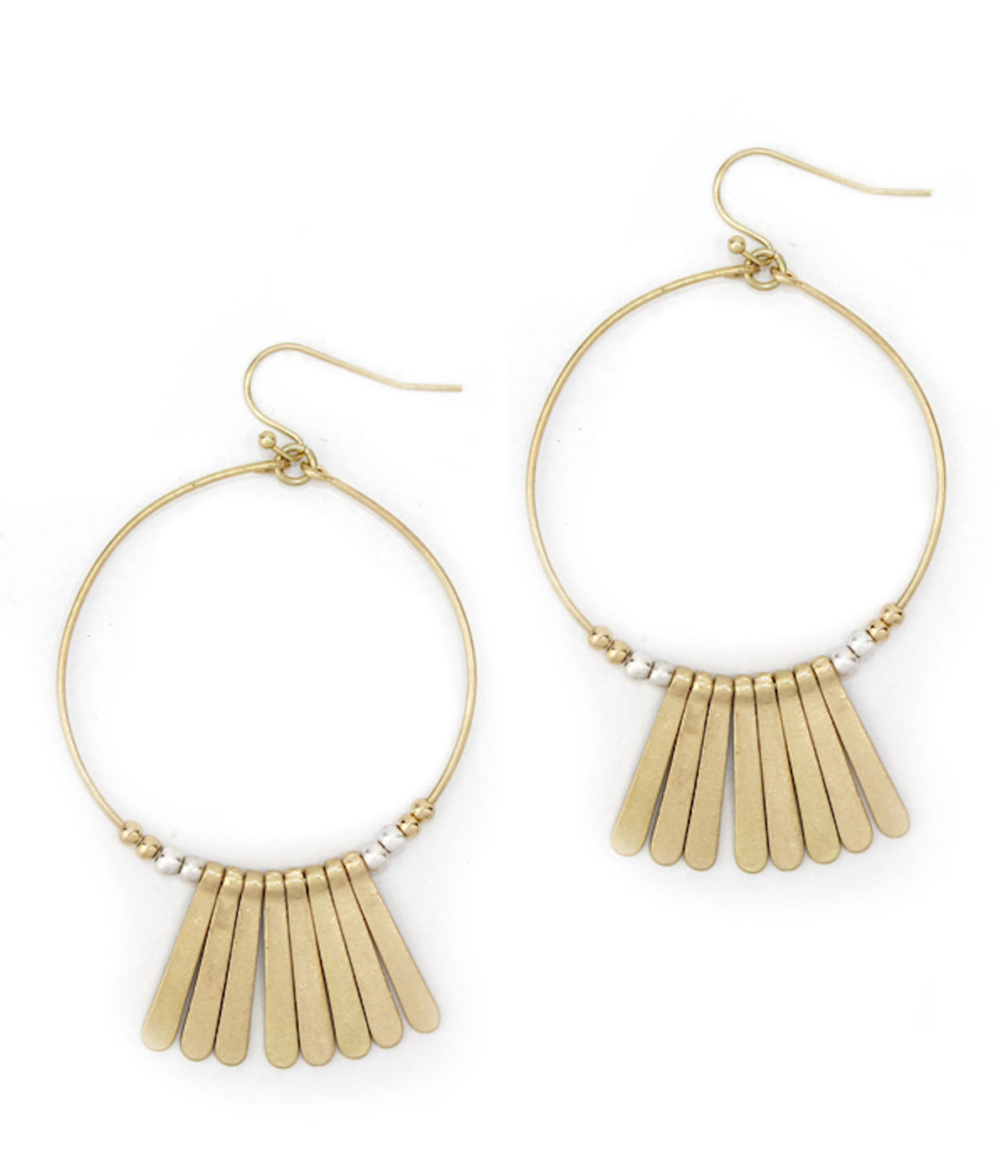 Gold Hoop Earring with Metal Bar Accent