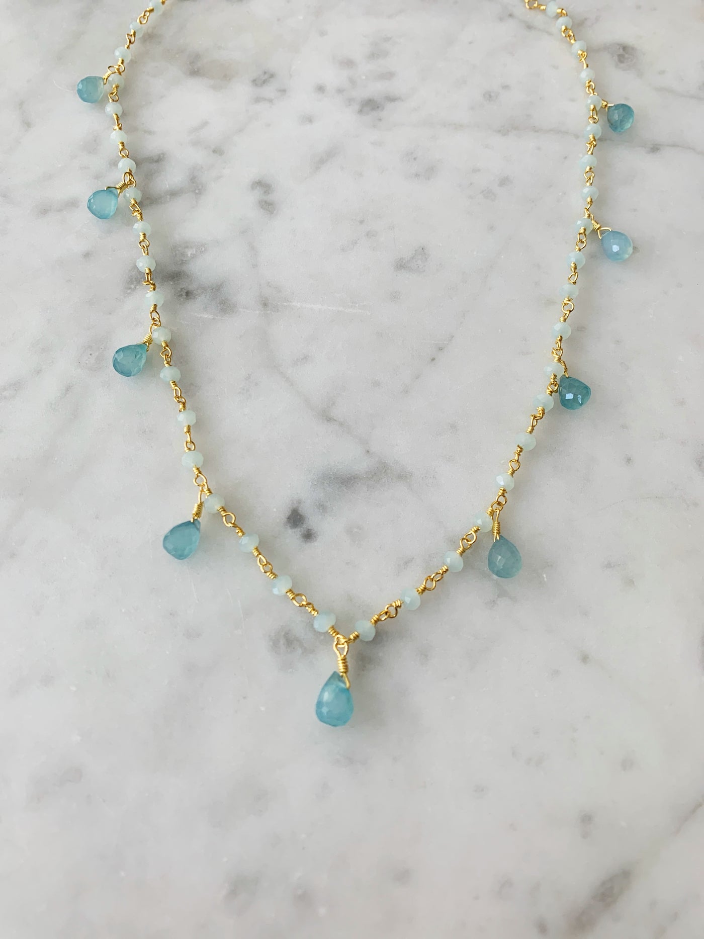 Balmy Nights Chalcedony Teardrop Necklace in Gold – A Blonde and Her Bag