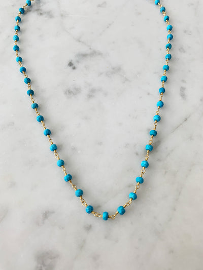 Balmy Nights Station Necklace in Turquoise with Gold