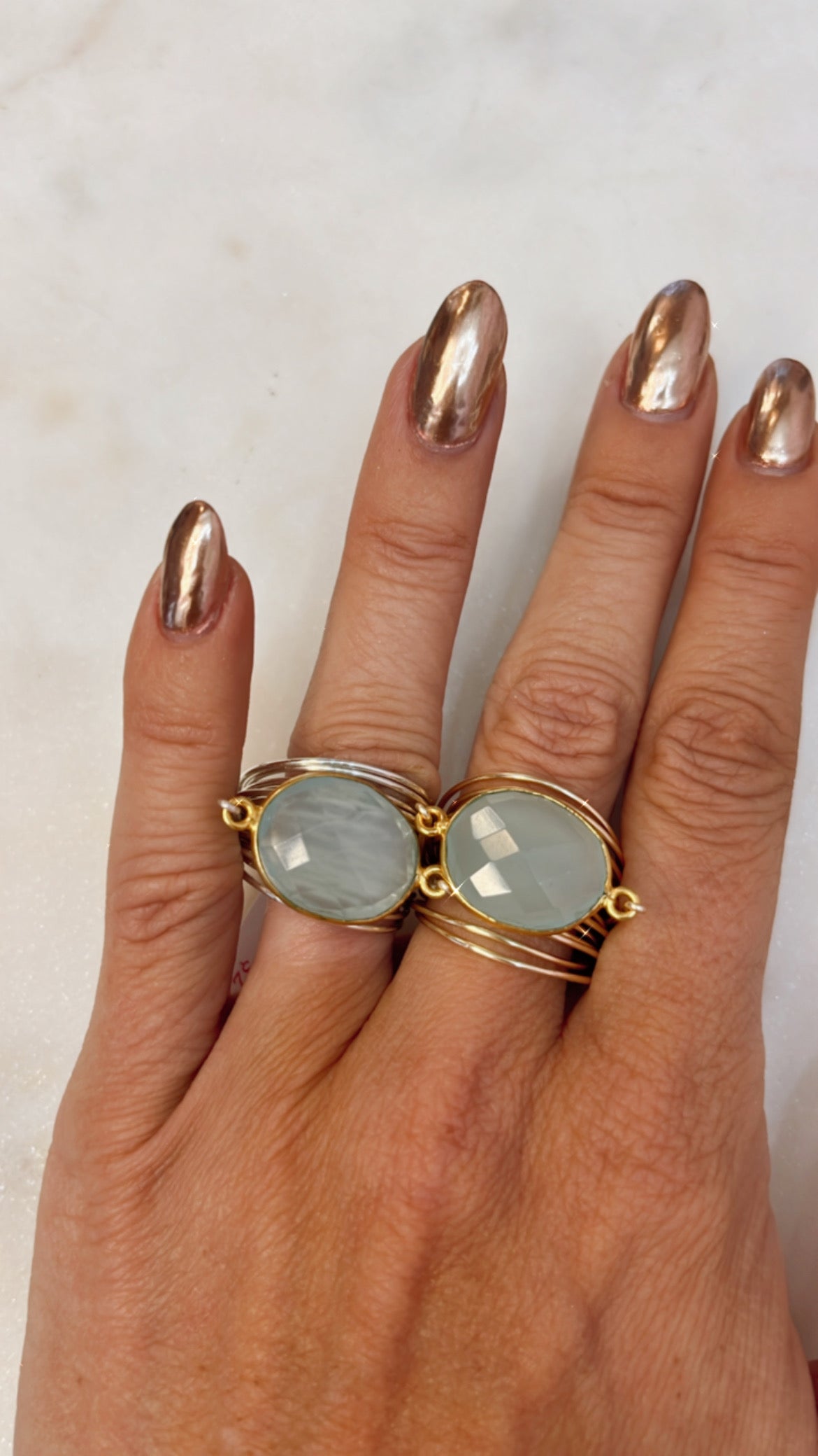 Torrey Ring in Blue Chalcedony