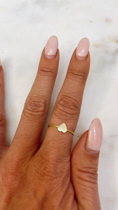 Gold Ring with Heart Pendant