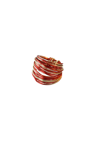 Marcia Wire Wrap Ring in Red and Gold