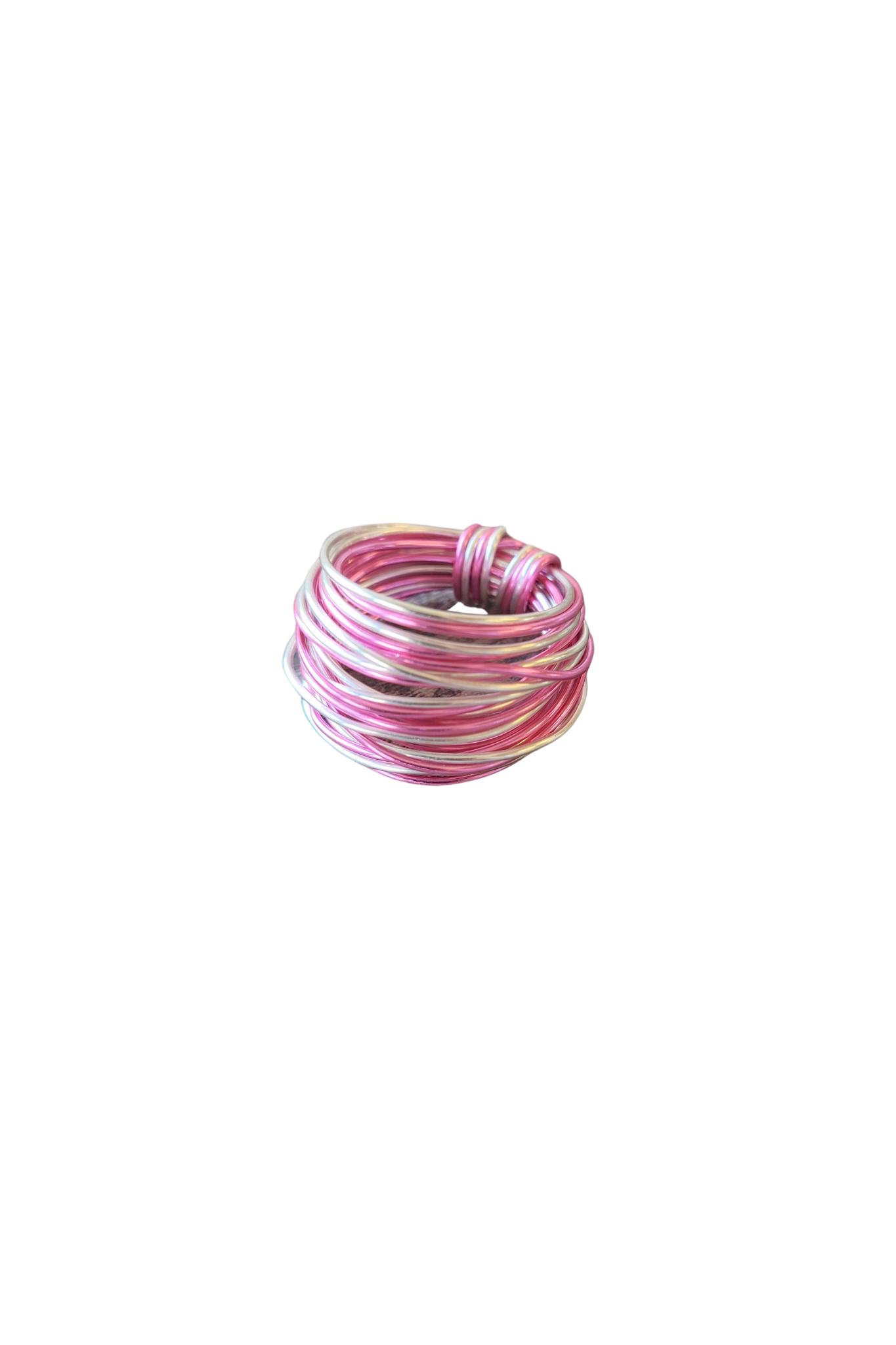 Marcia Wire Wrap Ring in Hot Pink with Silver
