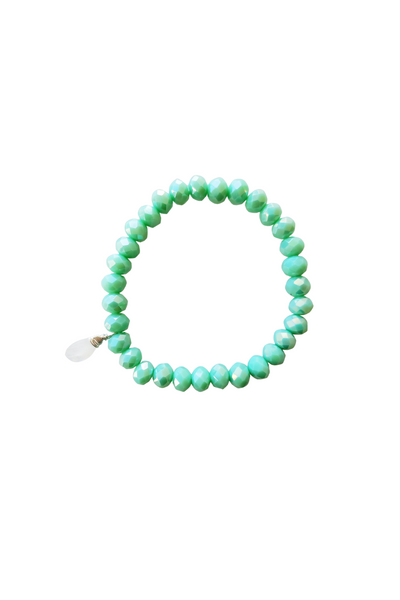 Sea Foam Green Crystal Stretch Bracelet with Moonstone