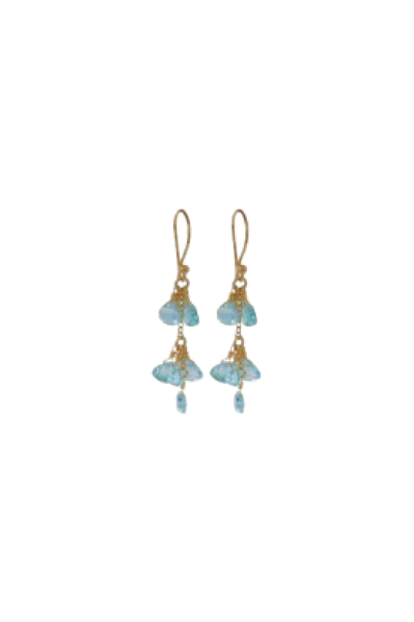 Two Tier Gold Earrings with Chalcedony Drops