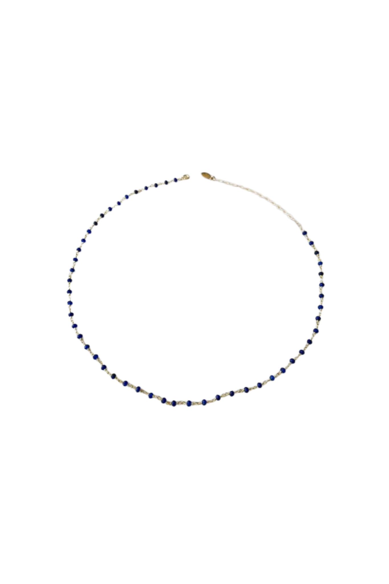 Balmy Nights Station Necklace with Sapphire Beaded Gold Chain