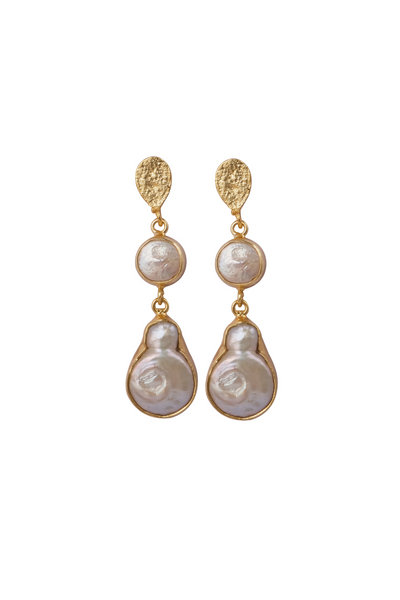 Gold Pearl Accent Drop Earrings