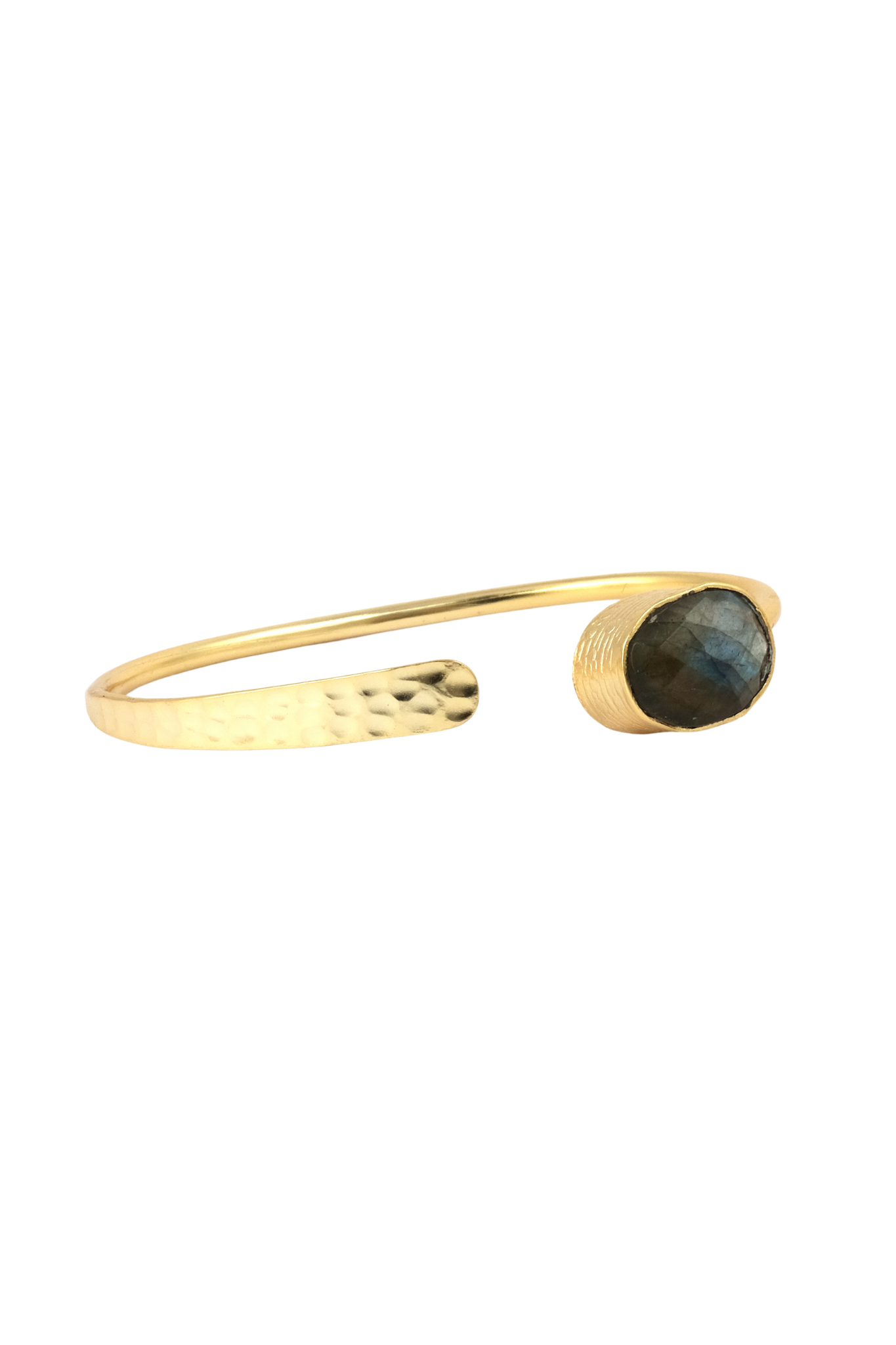 Gold Cuff Bracelet with Labradorite Accent Stone