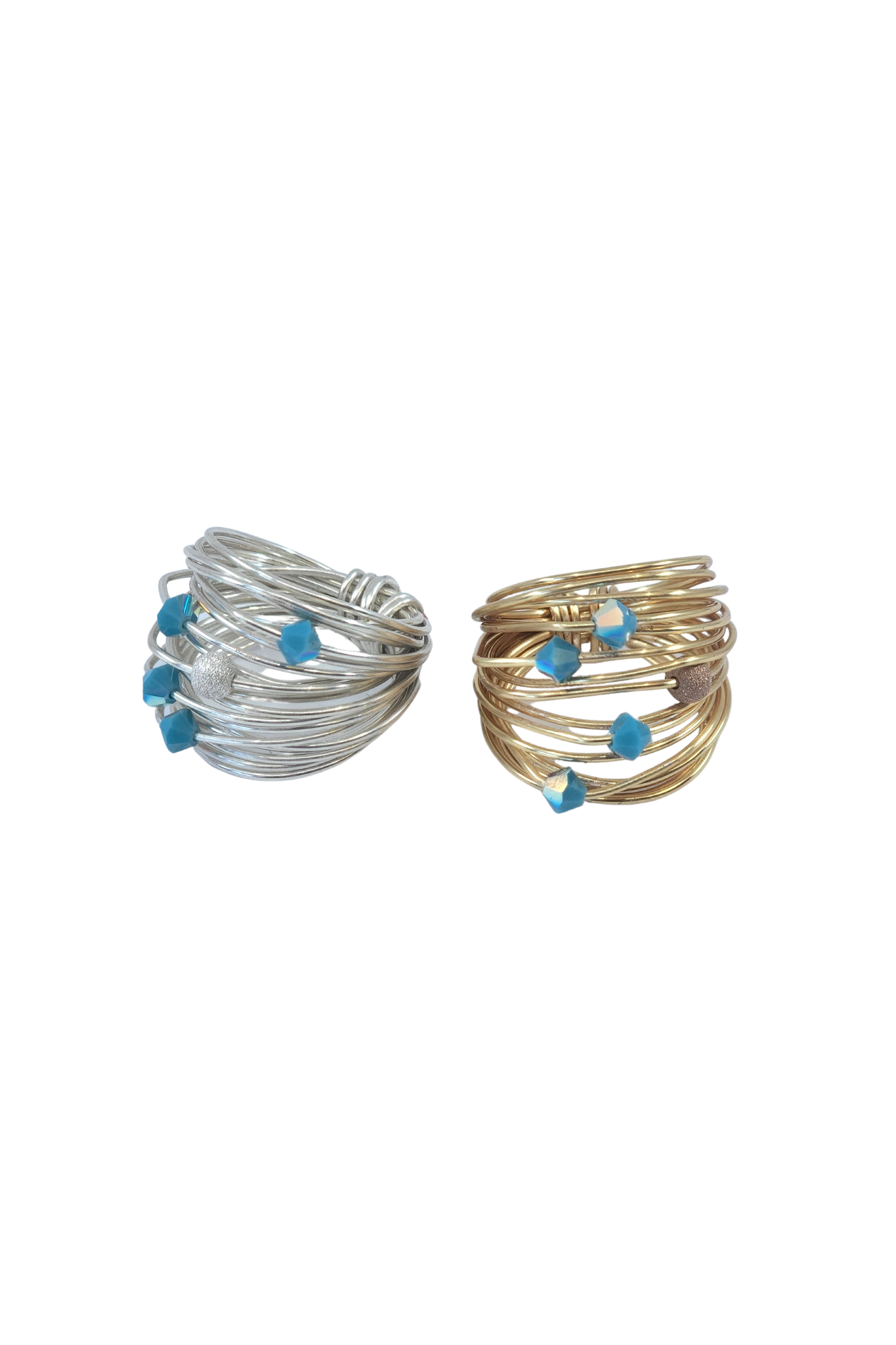 Marcia Wire Wrap Ring with Blue Swarovski Crystals