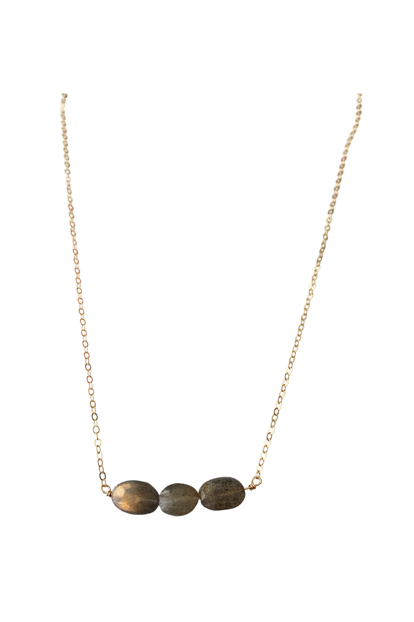 Oval Stone Labradorite Bar Necklace