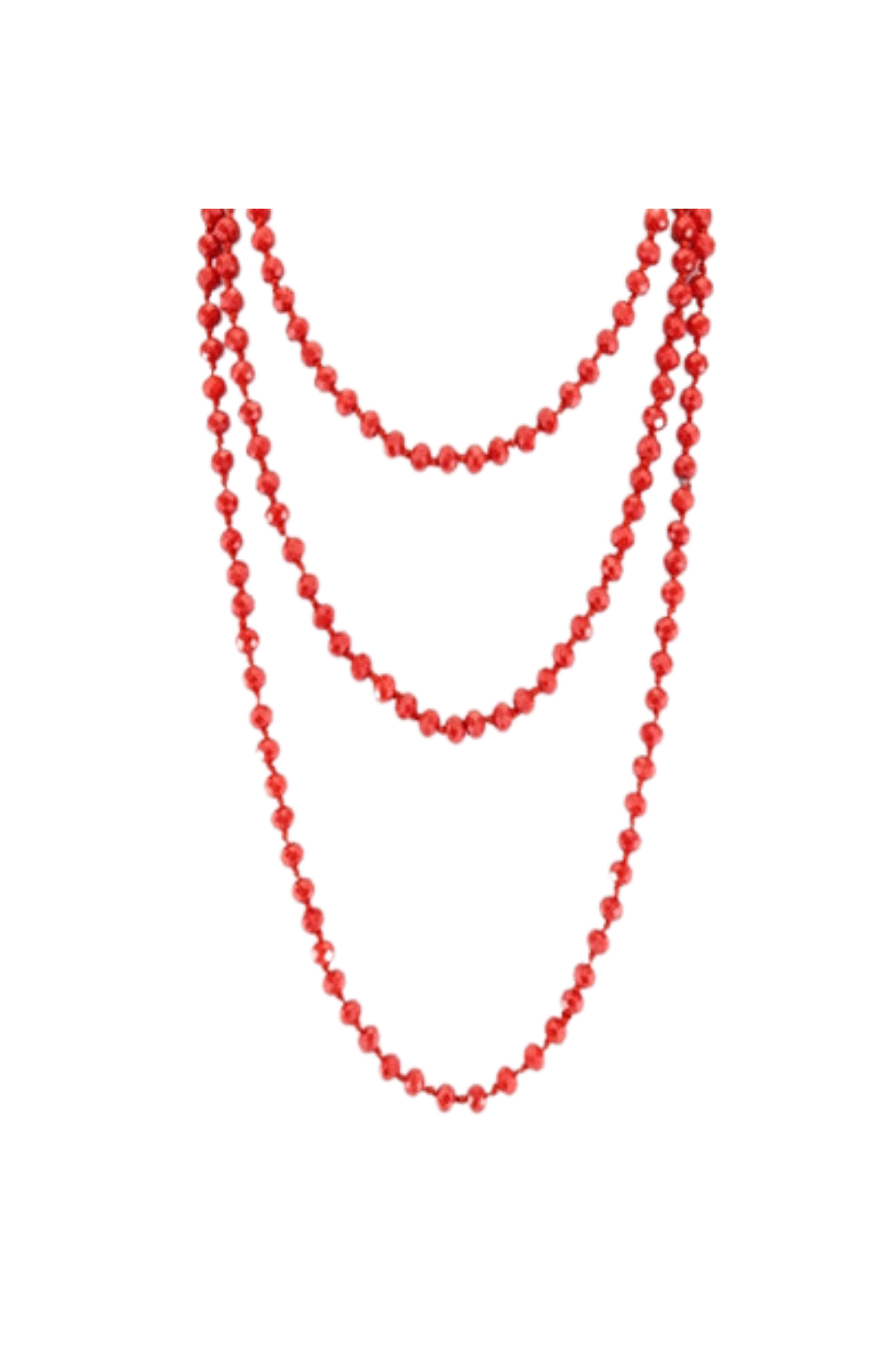 Bright Red Crystal Beaded Necklace