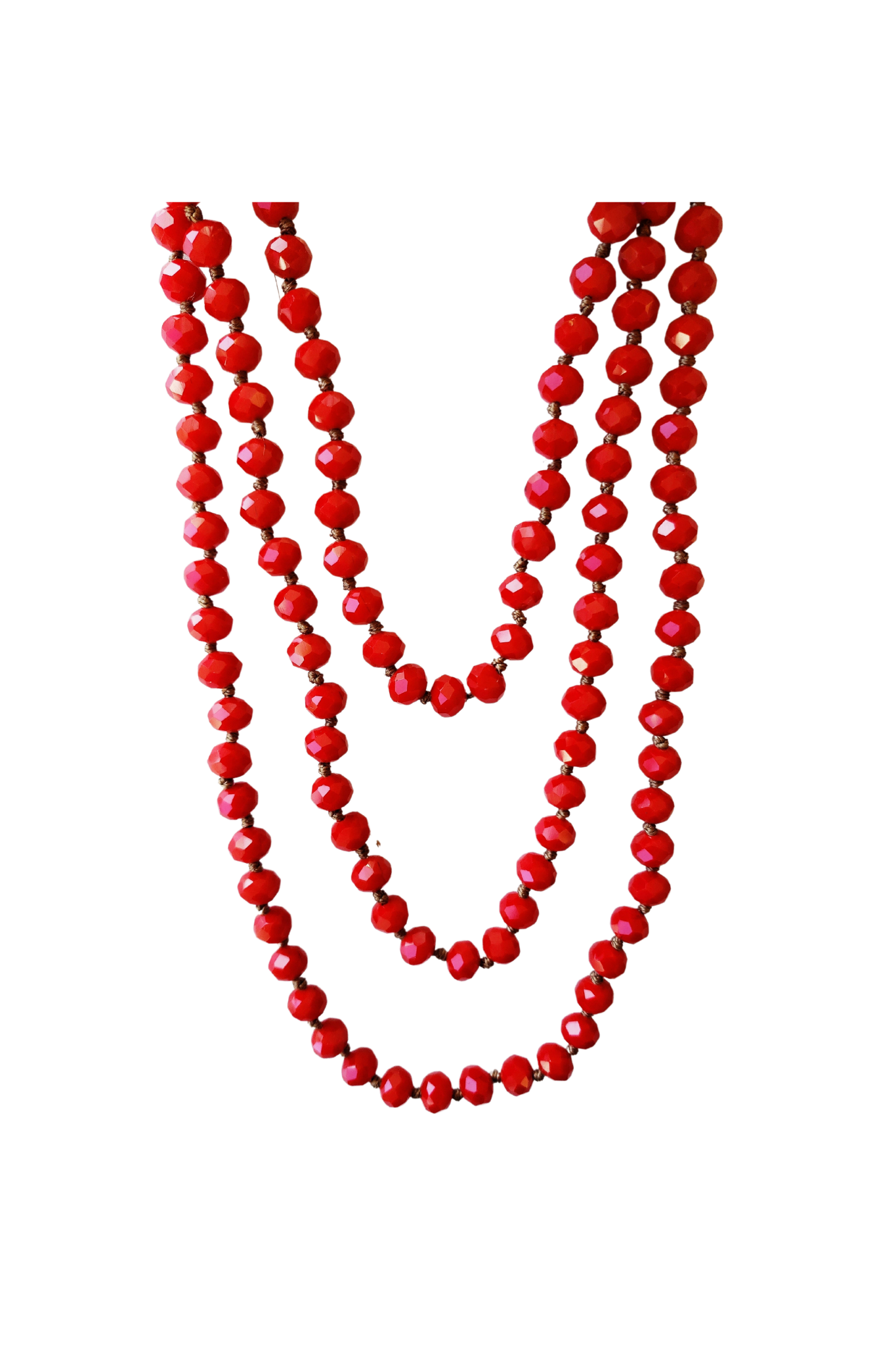Cherry Red Crystal Beaded Necklace