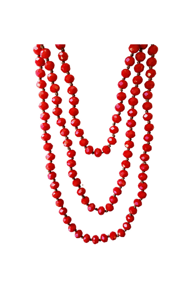 Cherry Red Crystal Beaded Necklace