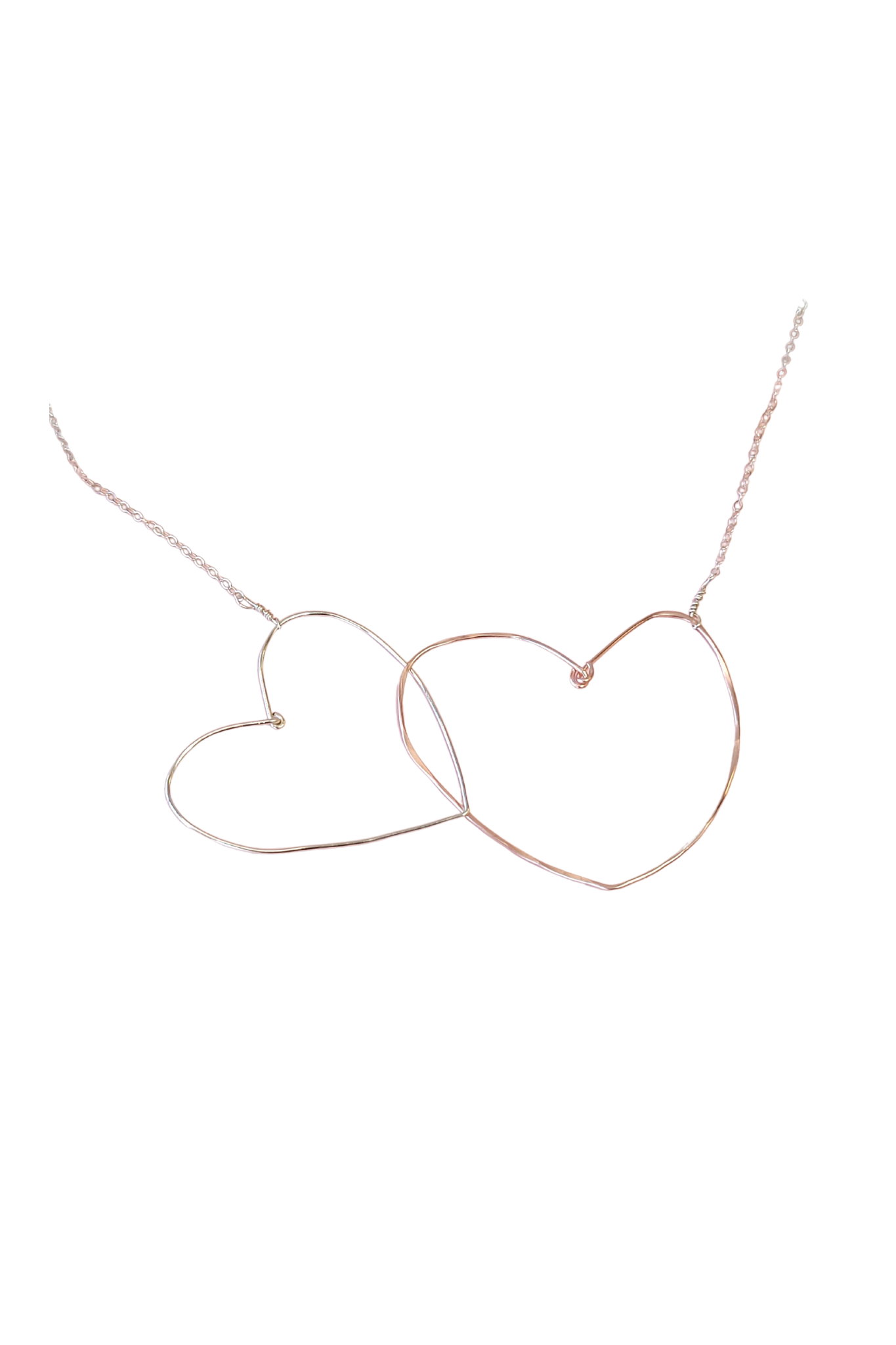 Across the Heart Necklace in Rose Gold and Silver