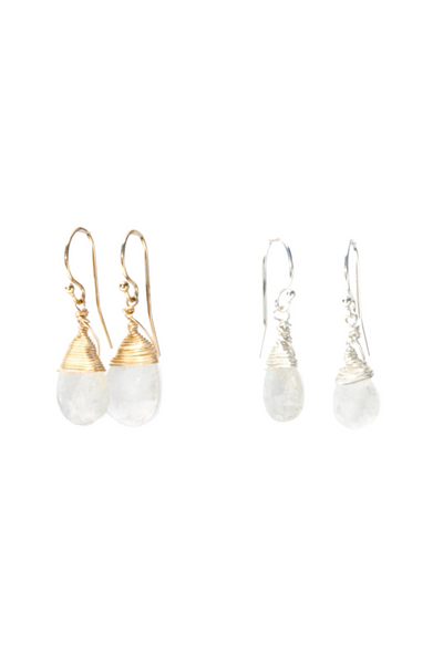 Jill Short Drop Earrings in Rainbow Moonstone