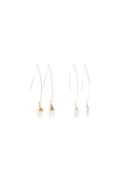 Jill Long Wire Drop Earrings in Moonstone