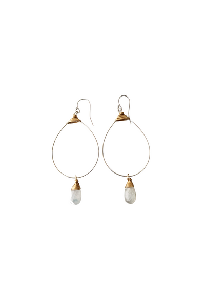 Small Featherweight Hoop Demi Fine Earring with Moonstone Drop