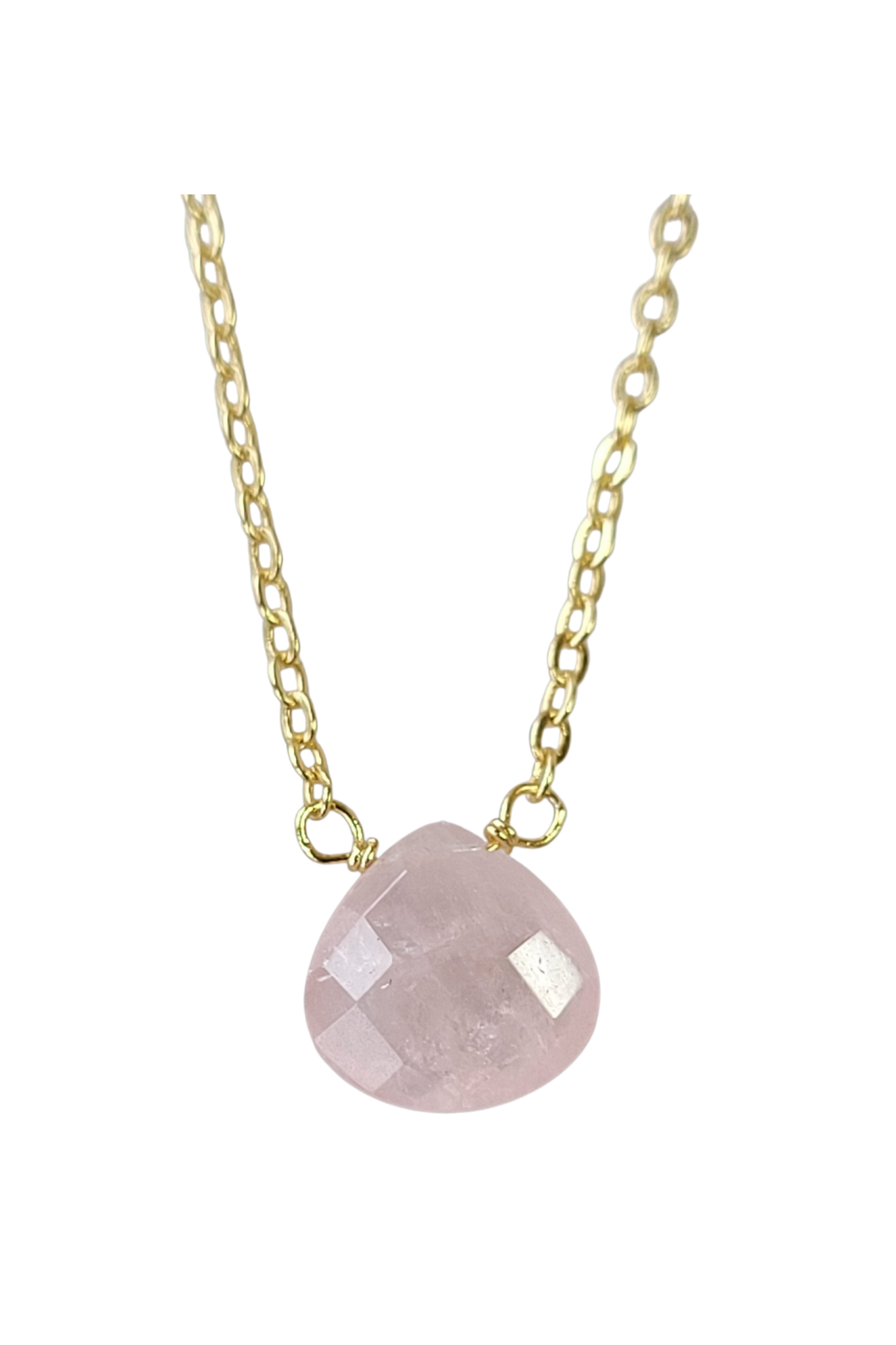 Stephanie Delicate Drop Necklace in Rose Quartz