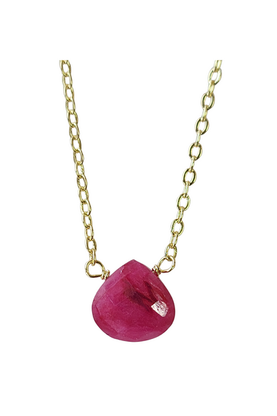 Stephanie Delicate Drop Necklace in Ruby