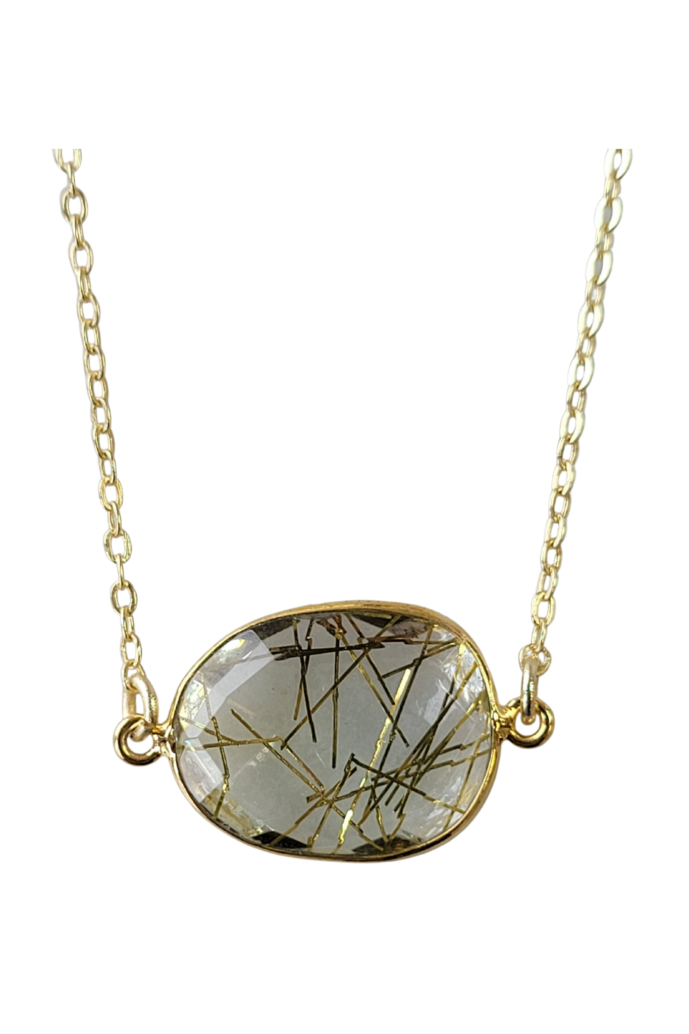 Mrs. Parker Necklace in Gold Rutilated Quartz