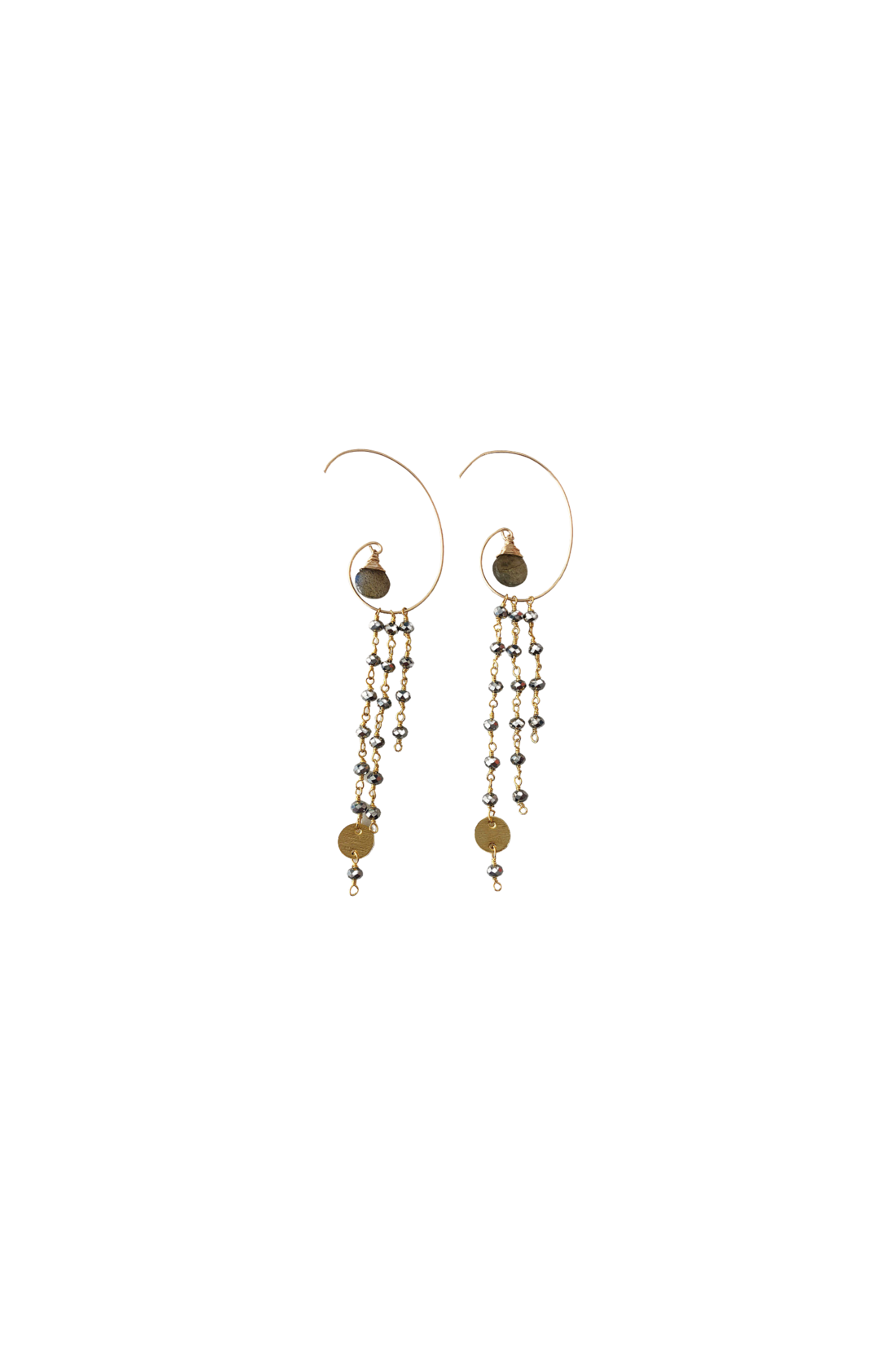 Jessica Hoop Earring in Labradorite and Pyrite