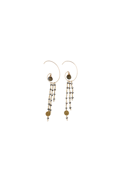 Jessica Hoop Earring in Labradorite and Pyrite