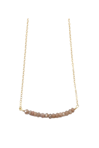 Michelle Bar Demi Fine Necklace in Peach Moonstone