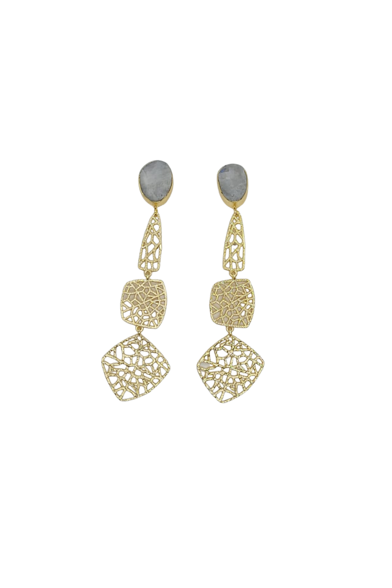 Three Leaf Earrings with Moonstone