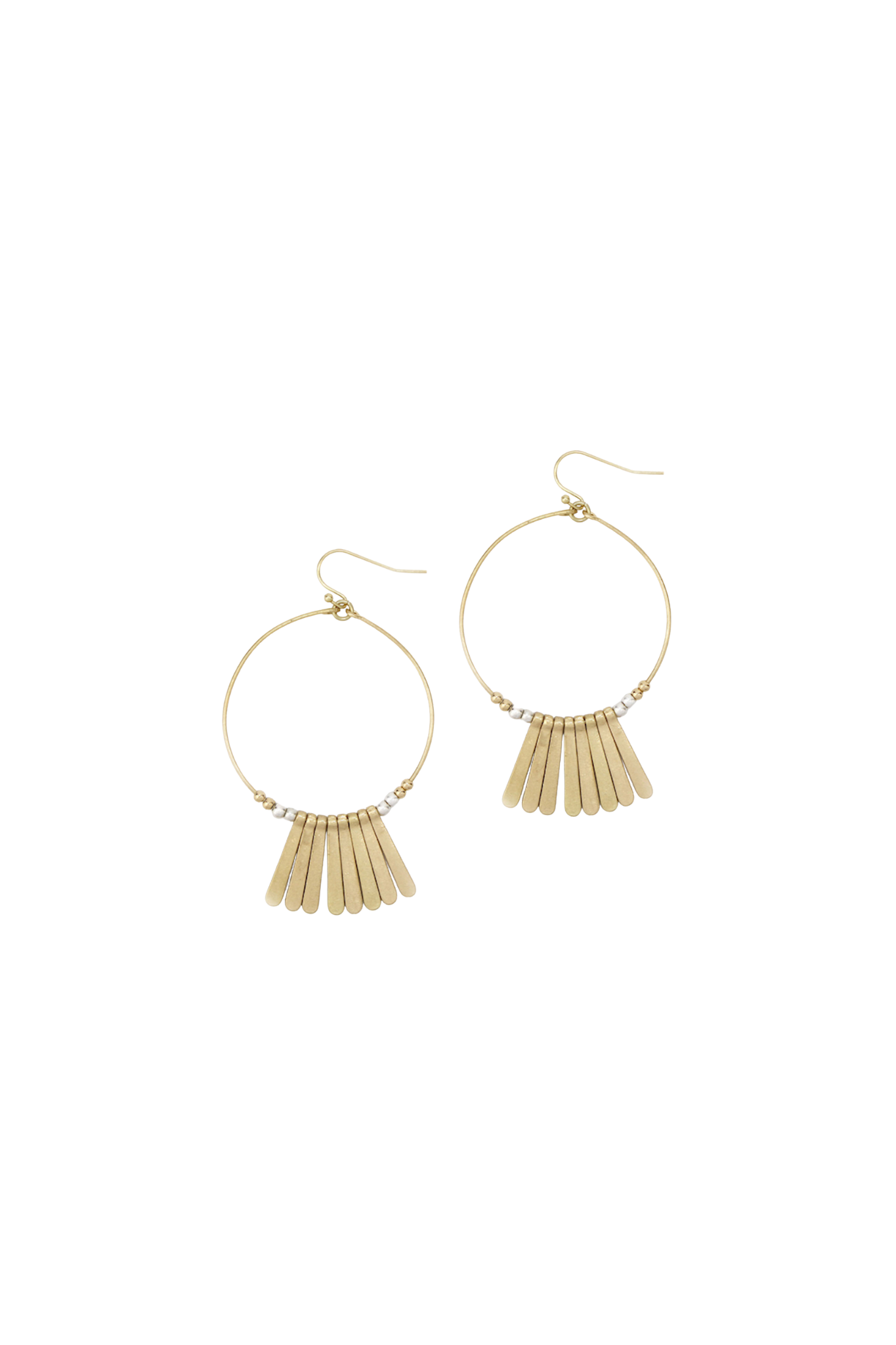 Gold Hoop Earring with Metal Bar Accent