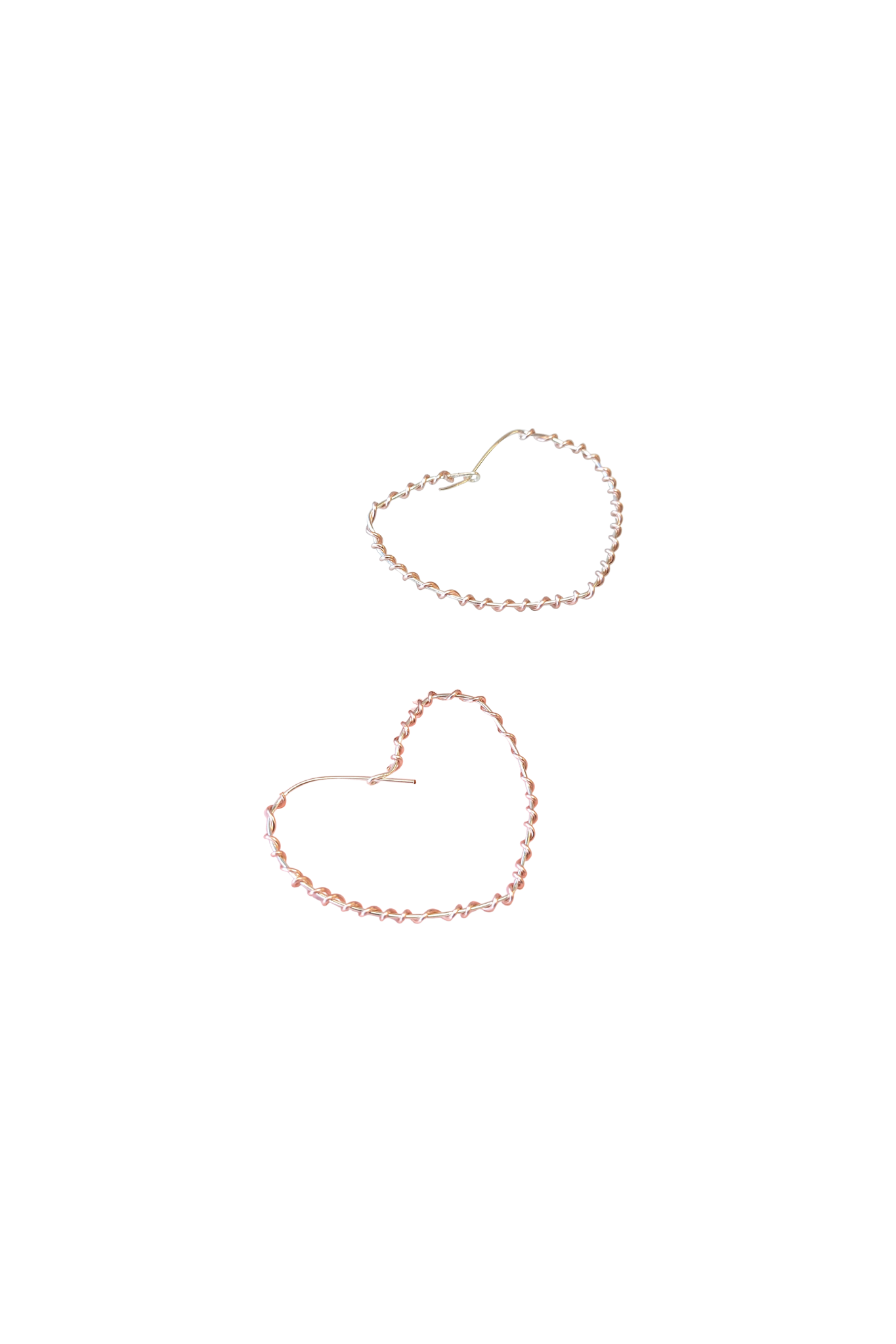 Wrapped Around the Heart Earring in Silver with Rose Gold Wrap