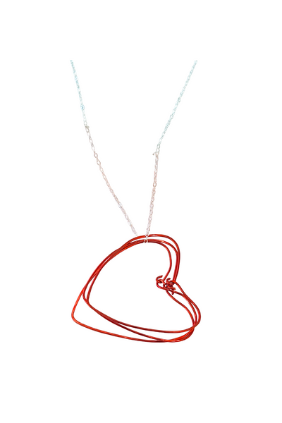 Red Hearts Necklace on a Silver Chain