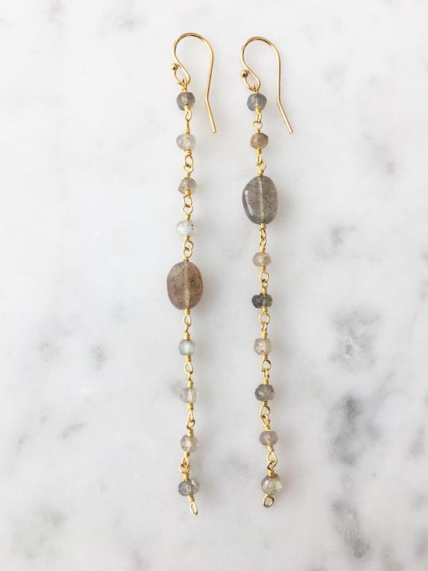 Labradorite Long Chain Earring