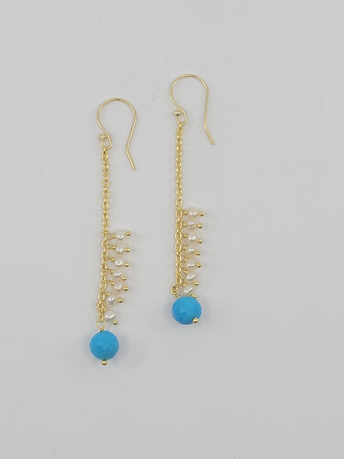 Drop Earrings with Pearl and Turquoise
