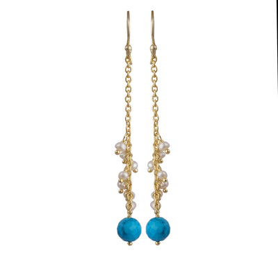 Drop Earrings with Pearl and Turquoise