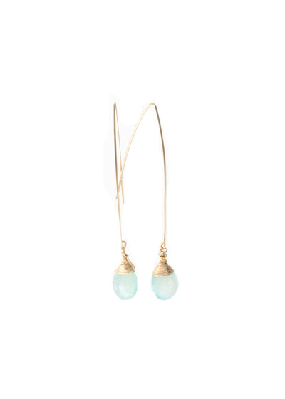 Jill Long Wire Drop Earrings in Chalcedony