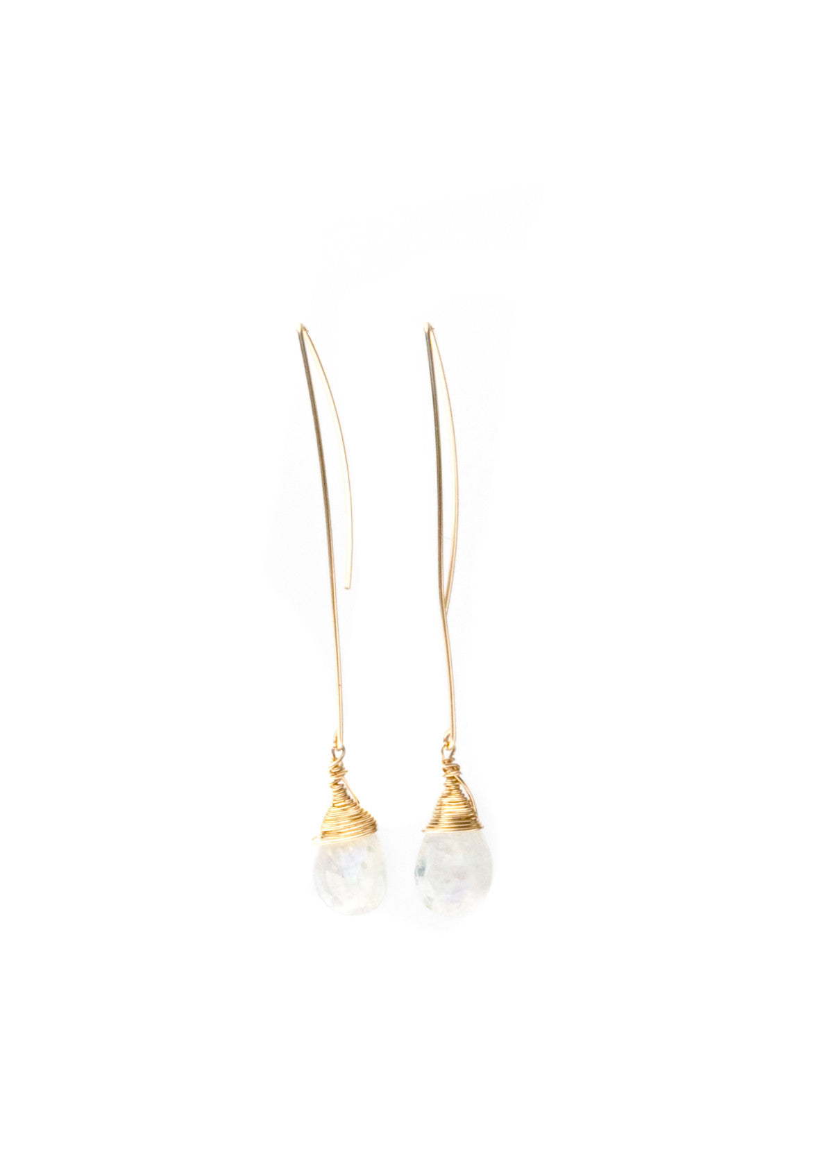 Jill Long Wire Drop Earrings in Moonstone