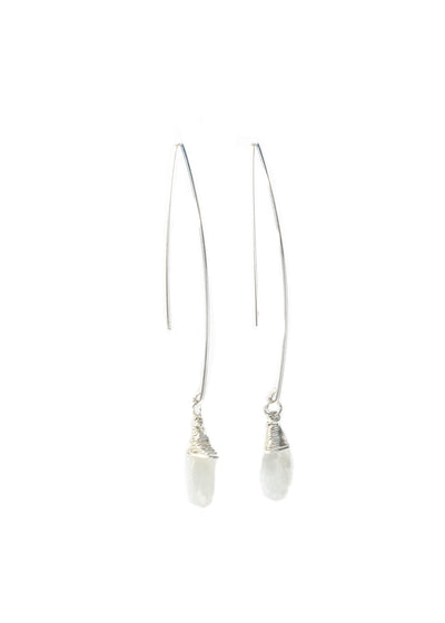 Jill Long Wire Drop Earrings in Moonstone