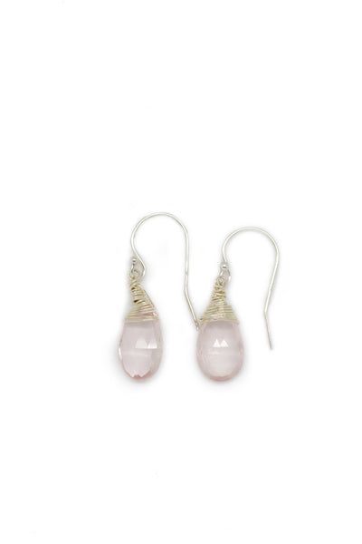 Jill Short Drop Earrings in Rose Quartz