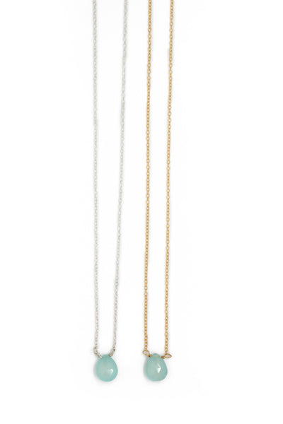 Stephanie Delicate Drop Demi Fine Necklace in Chalcedony