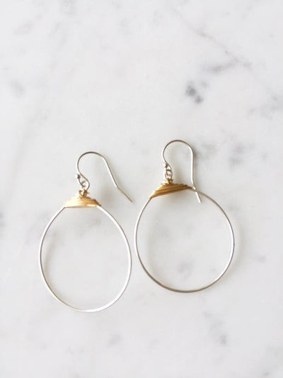 Small Featherweight Hoop Earring in Silver with Gold Wrap