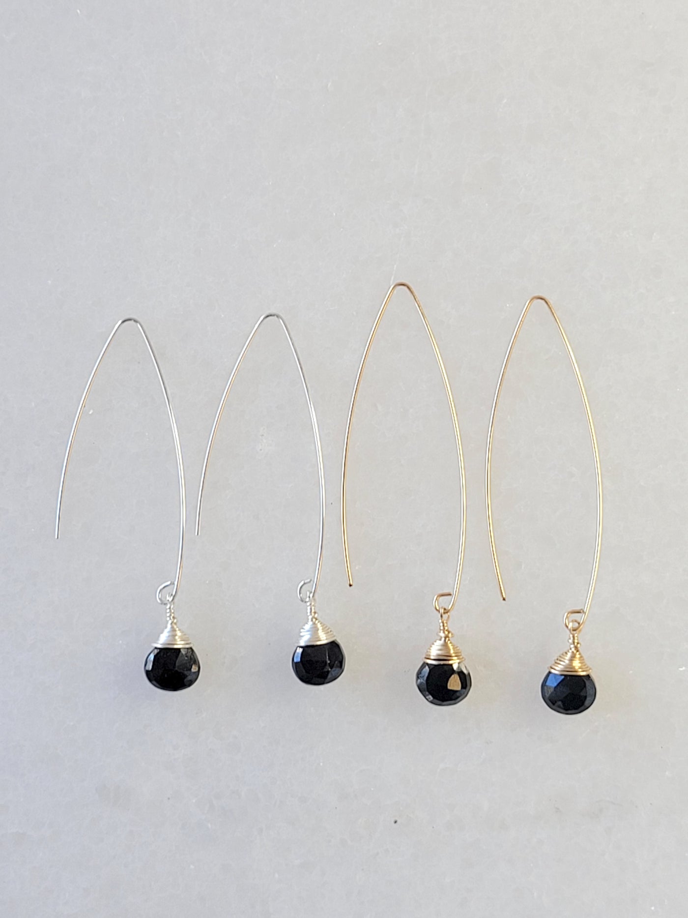 Jill Long Wire Drop Earring in Black Onyx