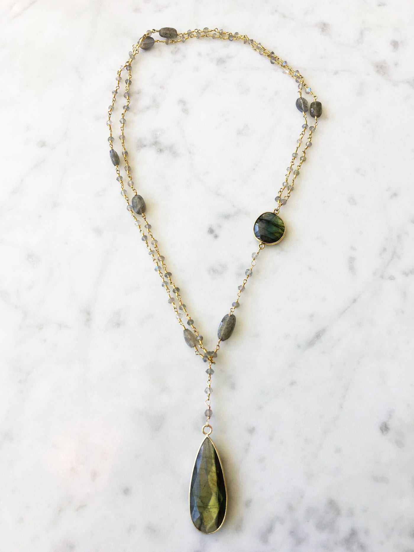 Diana Montecito Necklace in Labradorite with Labradorite Drop