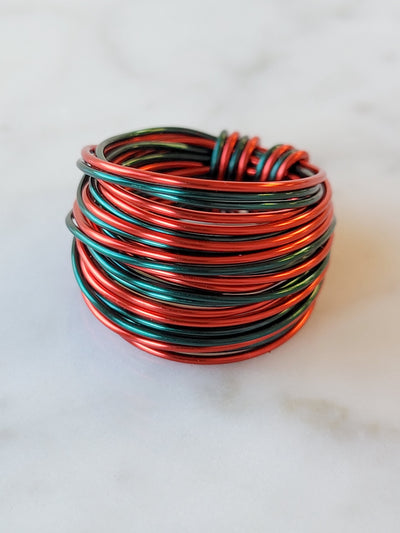 Marcia Wire Wrap Ring in Red and Green