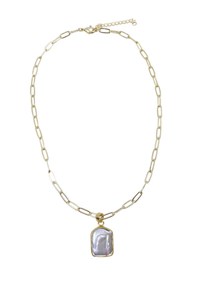 Collet Pearl Necklace with Cable Chain