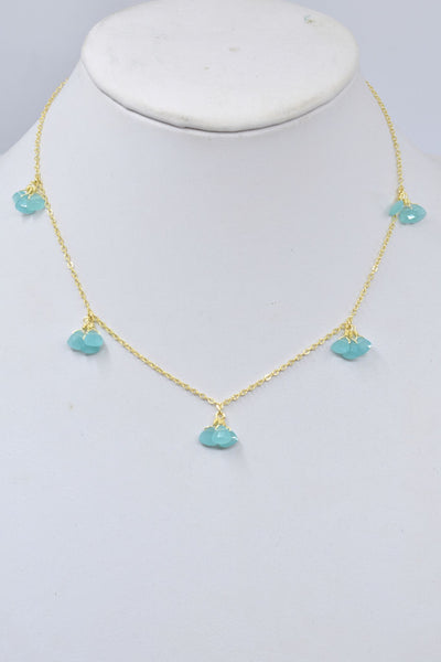 Chalcedony Gold Cluster Necklace