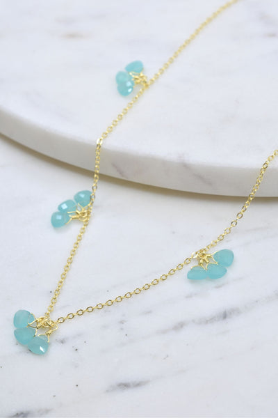 Chalcedony Gold Cluster Necklace