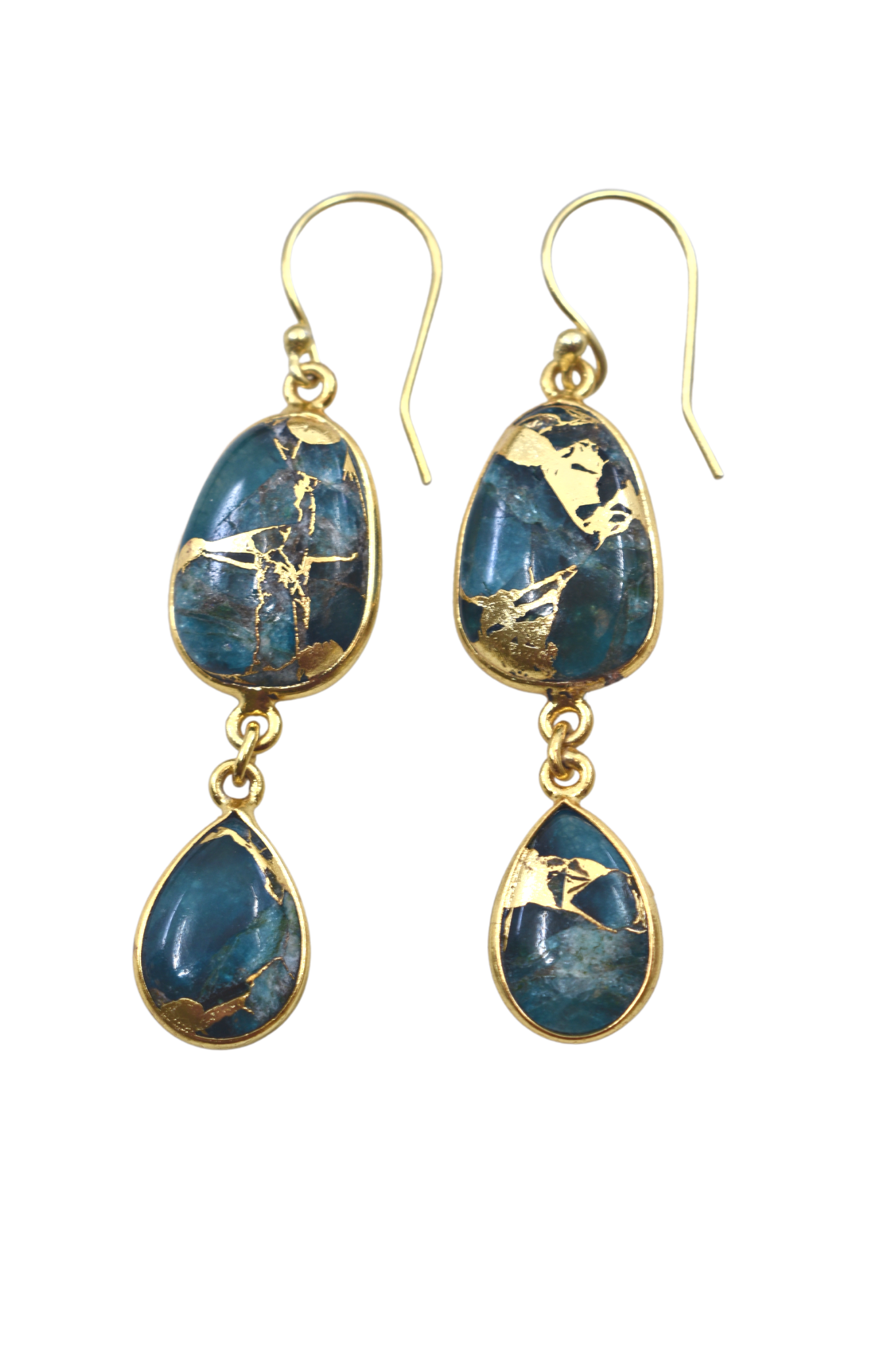 Rome Earrings in Teal Mojave Copper Turquoise