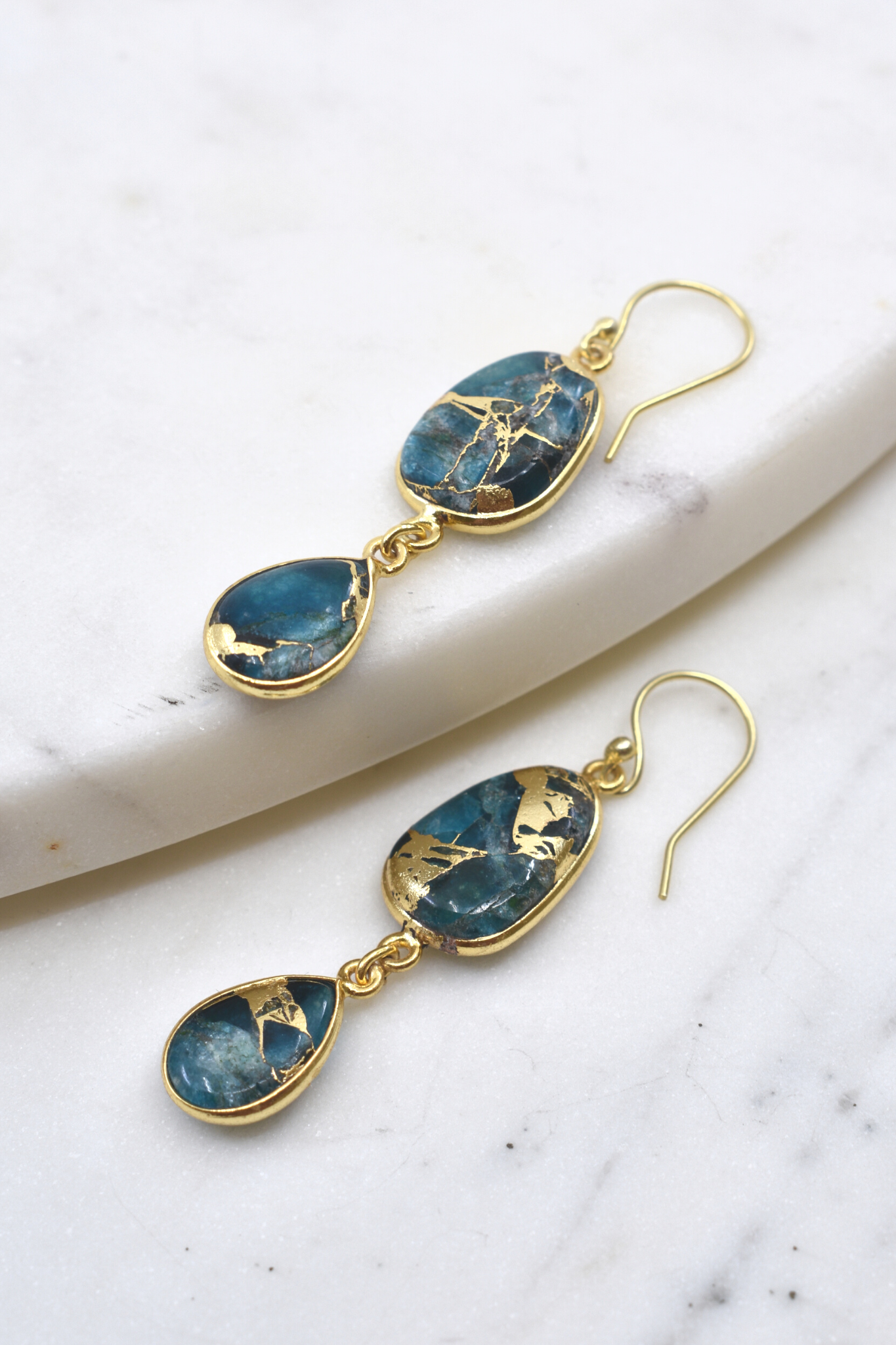 Rome Earrings in Teal Mojave Copper Turquoise