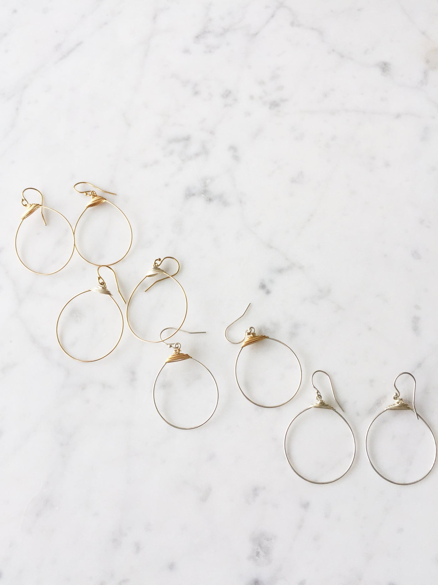 Small Featherweight Hoop Earring in Silver with Gold Wrap