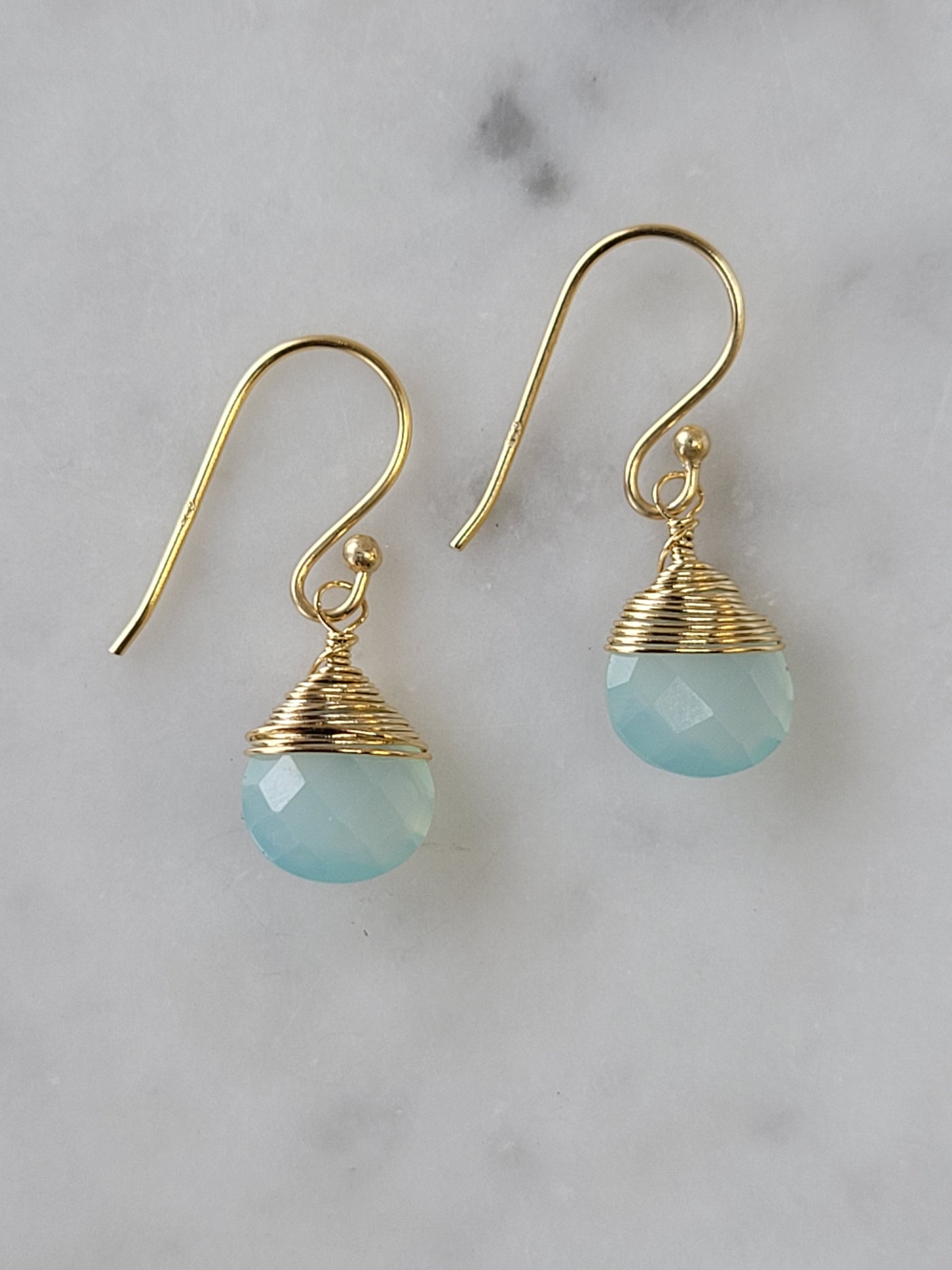 Jill Short Drop Earrings in Chalcedony